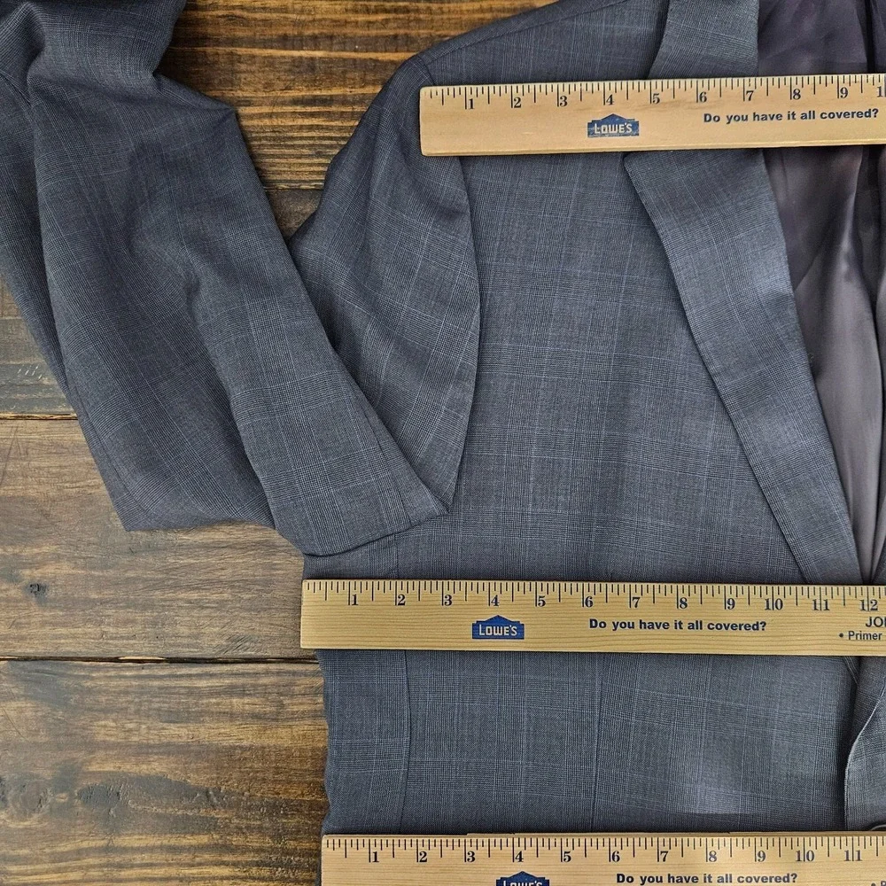 Lauren Ralph Lauren Men's‎ Sport Coat Blazer Two Button Gray Plaid Wool Slim 48L